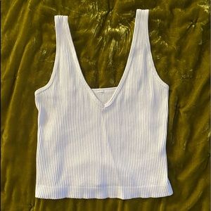 super cute v neck crop ribbed tank top